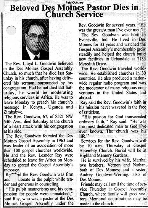 Obituary written by Gospel Assembly Church